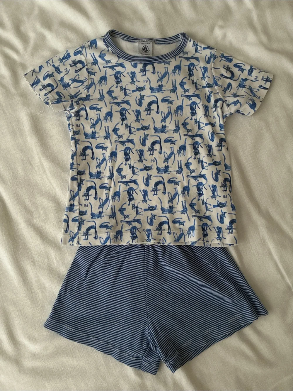 Petit Bateau Girls Cat Print Pajamas PJs 4T